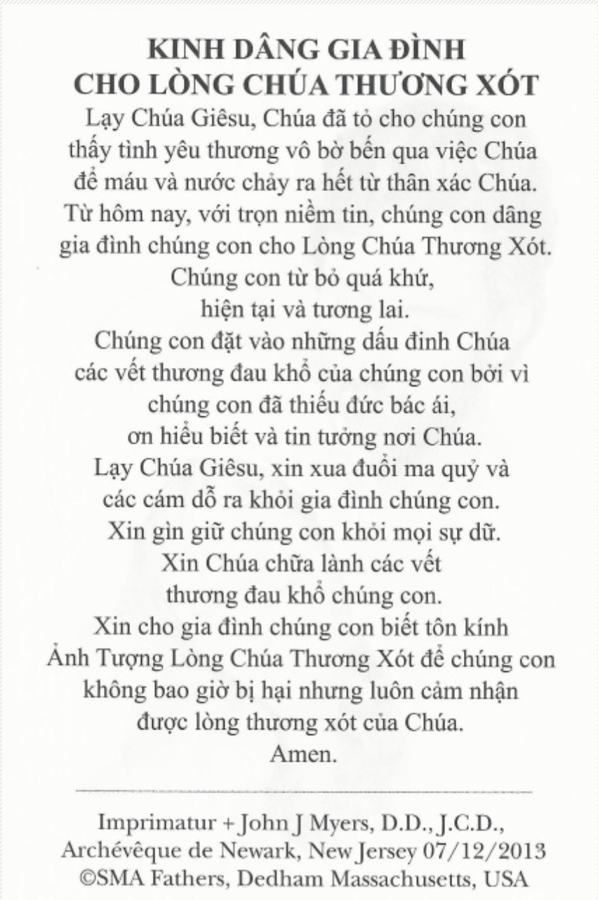 Vietnamese FDM Card – Family Divine Mercy